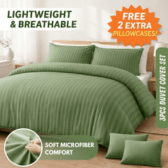 3pcs Lightweight Stripe Duvet Cover Set – Soft Breathable Microfiber Bedding Set, Cool Fresh Spring Summer Design, Easy Care, Includes 2 Free Pillowcases, All seasons use