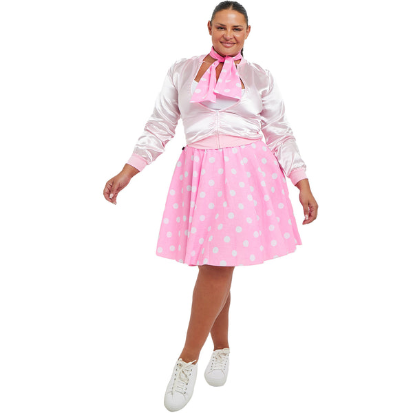 Adult 50s Pink Satin Jacket | Retro Lightweight Women’s Pink Bomber Coat | Classic Vintage Style Jacket for Everyday Wear