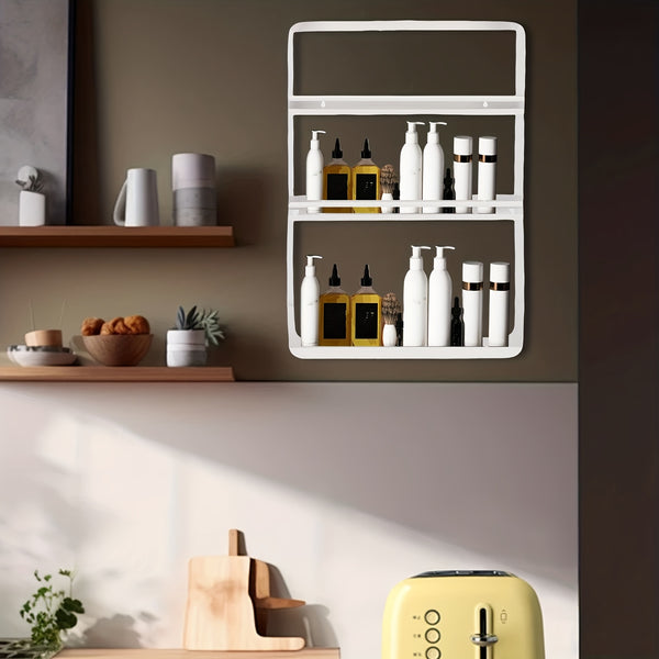 1 Model 2/3/4-Tier Heavy-Duty Carbon Steel Wall Shelf - Space-Saving Adhesive/Screw-Mountable (No Drilling) Multi-Purpose Storage Rack for Kitchen & Bathroom - Heavy Duty Shelving Unit, Easy Assembly, for renter-Friendly, Black/White Options, Utility