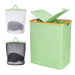 140L Lid Laundry Basket with Extra large Washing with 2 Removable Laundry Bags