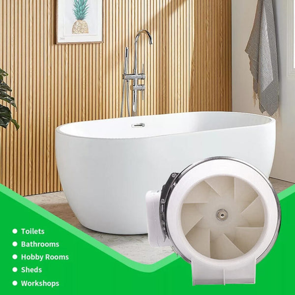100mm Inline Extractor Fan, 220m3h Airflow Low Noise Ventilation Fan for Bathroom Shower Ceiling Loft, Duct Exhaust Fan with Ball Bearing Motor, 35W Vent Fan