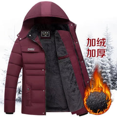 2025 New Fashion Fleece Hooded Winter Coat Men Thick Warm Mens Winter Jacket Windproof Gift for Father Husband Parka