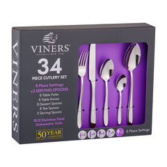 Viners 18/10 Stainless Steel Cutlery Set, 34 Piece