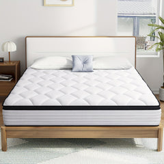 22cm&25cm Memory Foam Hybrid Mattress, No-Noise Innerspring & Pocket Springs For Cooling Comfort, Single, Small Double, Double, King Sizes, Mattress In A Box