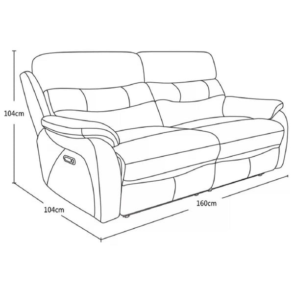 Fletcher Dark Grey Leather Power Reclining Large 2 Seater Sofa with Power Headrest