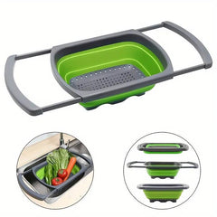 1pc Collapsible Colander, Colander Strainer Over The Sink, Vegetable & Fruit Colanders Strainers With Extendable Handles, New Kitchen Essentials Perfect For Over The Sink Veggies And Fruit, Foldable Strainer For Kitchen, Kitchen Accessories