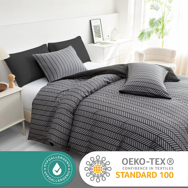 Luxury Reversible Duvet Cover Set with Matching Pillowcases – Single, Double, King & Super King Sizes – Soft Breathable Microfiber Bedding Set UK – Brick Pattern