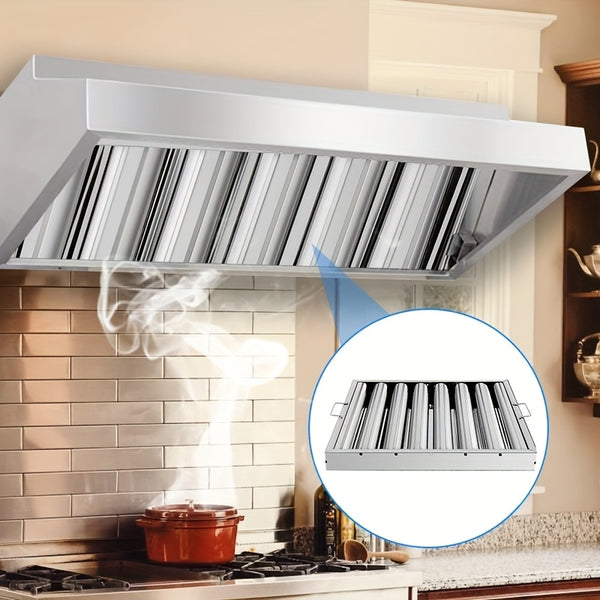 Stainless Steel Kitchen Exhaust Hood with Grease Baffle Filter - Modern, Sleek Design for Efficient Airflow and Easy Maintenance, Ideal for Home and Commercial Use, Commercial Kitchen Hood | Sleek Stainless Hood | Durable Kitchen Hood, Exhaust Fan