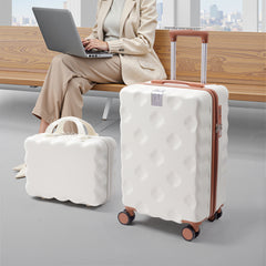 2pcs Luggage Set Cabin Suitcase, Lightweight Luggage Hard Shell Travel Trolley Case, Travel Suitcase Sets with Cup Holder and Hook, Carry on Hand Cabin Luggage with Beauty Case