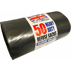 50 Heavy Duty Refuse Sack | Black | 72x85 cm | 75 L | Kitchen Bin Liners | Bin Liner | Bin Bags | Strong Waste Bags | Dustbin Bags Strong House Use
