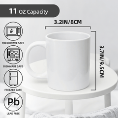 Sublimation Mugs 11oz Blank Plain White Large Handle Coffee Cups+Smash Proof Box Pack of 6 12 36