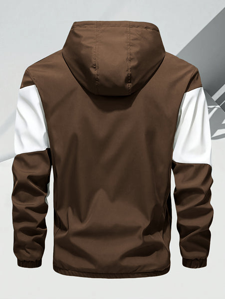 Men'S Casual 2pcs Athletic Set Unisex Couple All-Season Spring Autumn Loose Color-Block Athletic Outfit Hooded Sweater Zip-Up Jacket Long Sleeve Outerwear Long Pants Jogging Trousers Gym Workout Running Outdoor Set Elastic Pants Hoodie Top And Botto