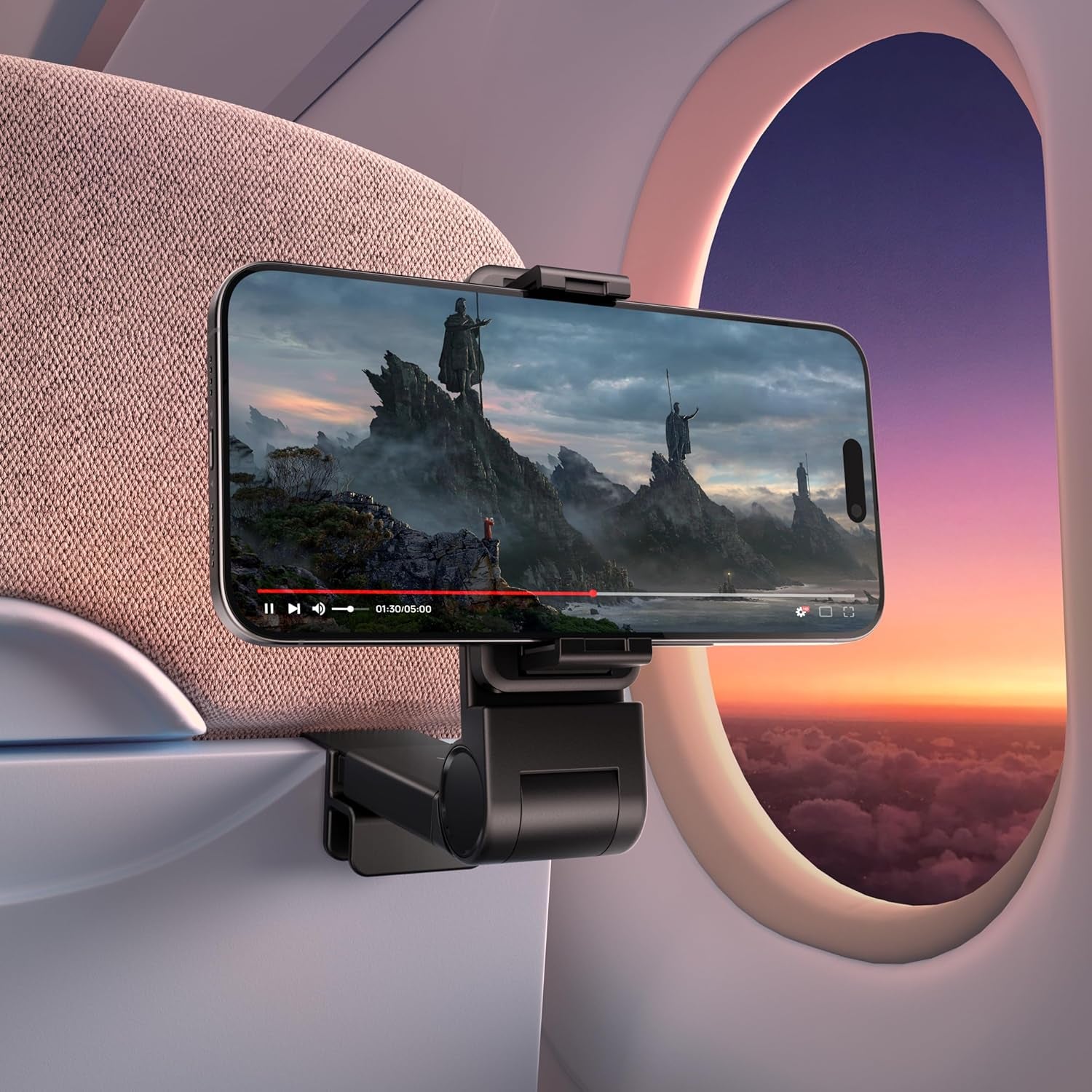 JSAUX Airplane Travel Essentials, Airplane Phone Holder, 360 Degree Rotation Phone Holder, Travel Accessories for Flying, Hands Free for Plane Flying