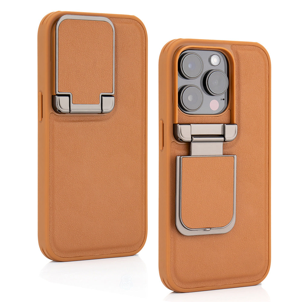 Shockproof Phone Case for iPhone 17 Pro Max Synthetic Faux Leather Cover Integrated Camera Protector Full Edge Protection Non-Slip Comfort Grip