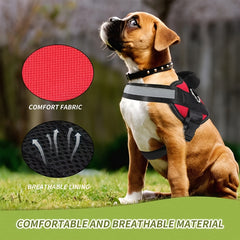 Adjustable Dog Harness for Small & Large Dogs - Reflective Nylon Vest with Striped Design, D-Ring Leash Attachment, and 