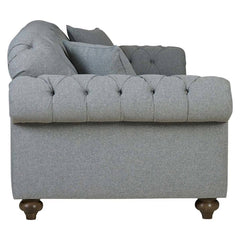 Bordeaux Button Back Grey Fabric 4 Seater Sofa