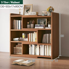 Expandable Desktop Bookcase, Freestanding Multi-layer Bookshelves, Adjustable Width Bookshelf Book Shelf Storage Unit, Multifunctional Storage Rack Book Shelf for Home Office Storage Organization