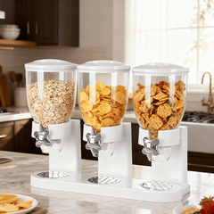 Triple Food Dispenser 3x 2L Cereal Container Countertop Dry Food Dispenser for Nuts Granola Cereal