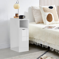 Slim Bedside Table, High Gloss Narrow Nightstand, Small Bedside Cabinet with Storage Space Saving for Bedroom Storage Unit, Living Room Small Sofa Side End Table