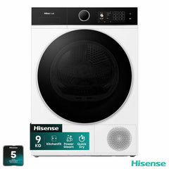 Hisense Kitchenfit 5I Series DH5I904BWBC, 9Kg Heat Pump Dryer, A+++ Rated in White