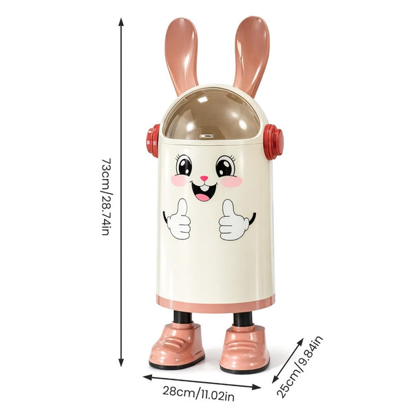 Cute Rabbit Creative Trash Can with Lid, Odor-Sealed Small Garbage Bin for Kitchen, Bathroom, Living Room, Bedroom & Office, Compact Space-Saving Design (Pink)