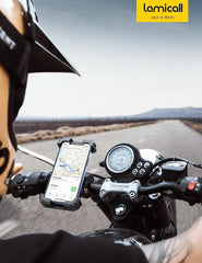 Lamicall Motorcycle Phone Holder Bike - Motorbike Phone Mount, Bike Phone Holder with Quick Release Handlebar Clamp for Iphone 16 15 14 Pro Max Plus, 13 12 11 Pro Max Mini, Xs XR X, SE, 4.7-6.8” Phone