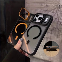 Phone Case: New Flip Bracket Magnetic Phone Case Matte TranslucentAnti-Slip& Shockproof for iPhone 17/16/15/14/13/12/11Series