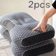 1/2pcs Soft Low Pillows, Soft Slim Pillow, Medium Thickness Pillow, Modern Zipper Design, Hotel-Quality Polyester Filling, White & Gray, Perfect for Home Bedroom Decor, Christmas & New Year Gift