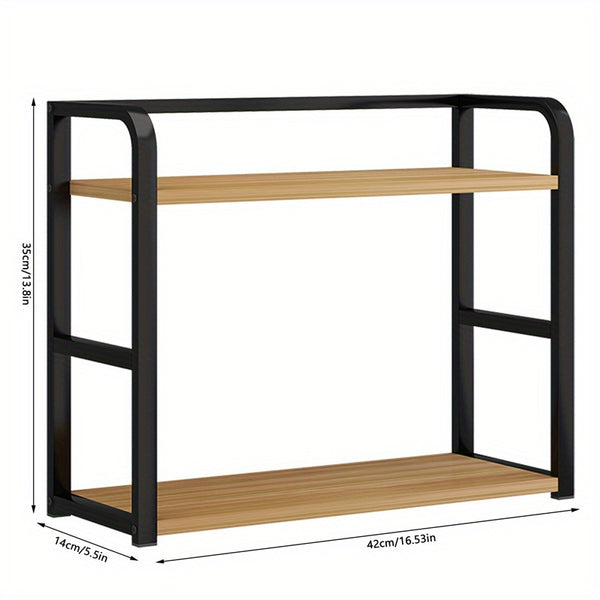 Two-Tier Spice Rack for Organizing Kitchen Countertops, Coffee Bar Shelf, Countertop Spice Organizer, Compact Shelf for Home, Office, And Kitchen