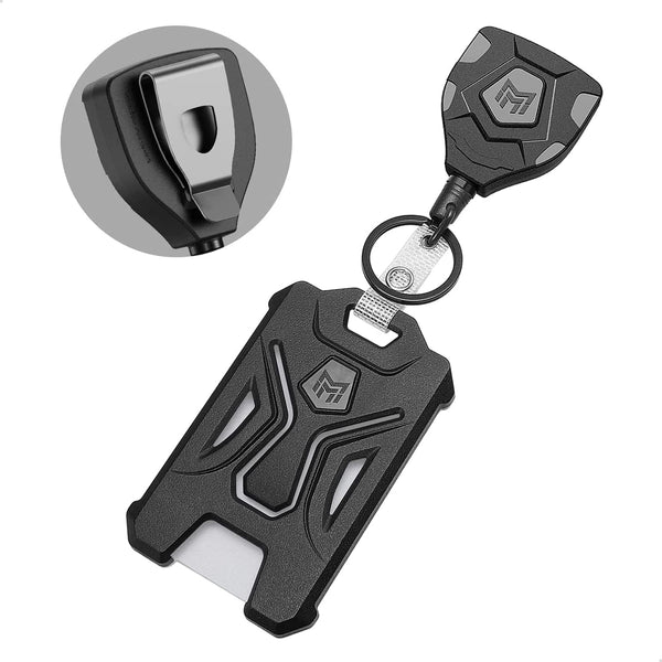 MNGARISTA Retractable Badge Holder, Heavy Duty Carabiner Keychain, Tactical ID Card Holder with 31.5