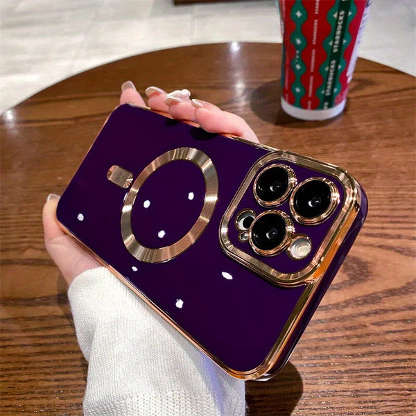 Luxury Magnetic Plating Frame Phone Case for Iphone 15 Pro Max, Compatible with Iphone Models 11, 12, 13, 14, 15, And 16 Plus, Designed to Protect The Lens.