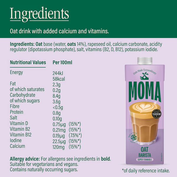 Moma Oat Drink Barista Edition, 6 X 1L