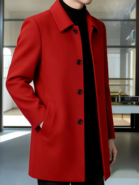 [Wanrenshan OBM] 2025 American Style New Men'S Casual Classic Versatile Solid Color Side Double Pocket Easy Design Handsome Dad Wrinkle-Resistant Non-Iron Single-Breasted Light Luxury Trench Coat