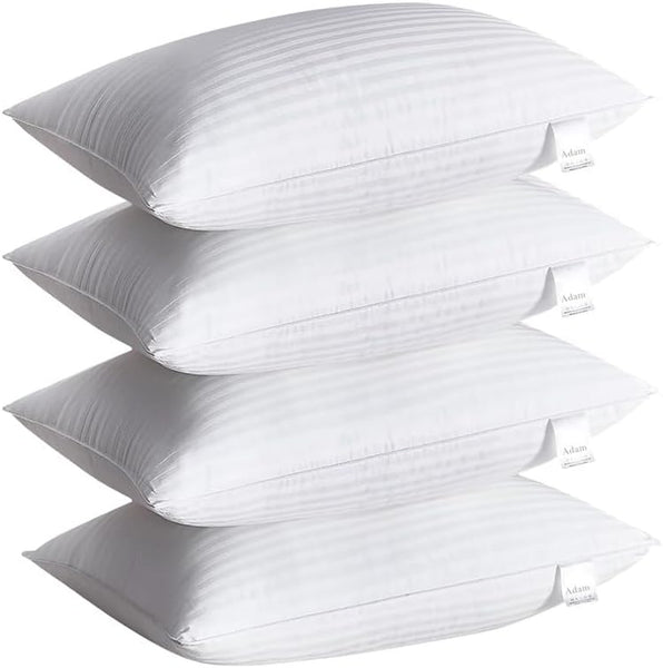 Adam Home Pillows 4 Pack Hotel Quality Side Sleeper Bounce Back Bed Pillow Hypoallergenic & anti Dust Mite Resistant Premium Filled Hotel Pillows Pack of 4
