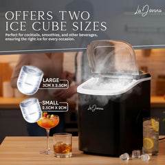 Stainless Steel/Black Ice Maker Machine - Fast Ice, Dual Size Self Cleaning Portable Ice Maker