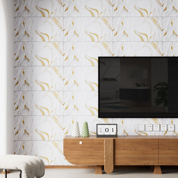 10/20/30/40PCS Marble Effect Tile Stickers 30x60cm - Self Adhesive PVC Wall Panels, Waterproof & Oil-Proof for Kitchen Backsplash, Bathroom & Bedroom Decor