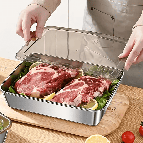 6/3pcs Stainless Steel Food Storage Containers Leak-Proof Stackable Space-Saving Airtight Lid for Freshness Ideal for Meal Prep Fruits Meats Veggies Leftovers Fridge Freezer Pantry Easy Clean Reusable Containers Ideal for Home Commercial Kitchens