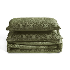3 Piece Velvet Quilted Bedspread Set Jacquard Damask Bed Cover with Pillow Shams | Luxury Soft Polyester Bedspread for Double King Super King Beds | Modern Elegant Bedroom Bedding Set