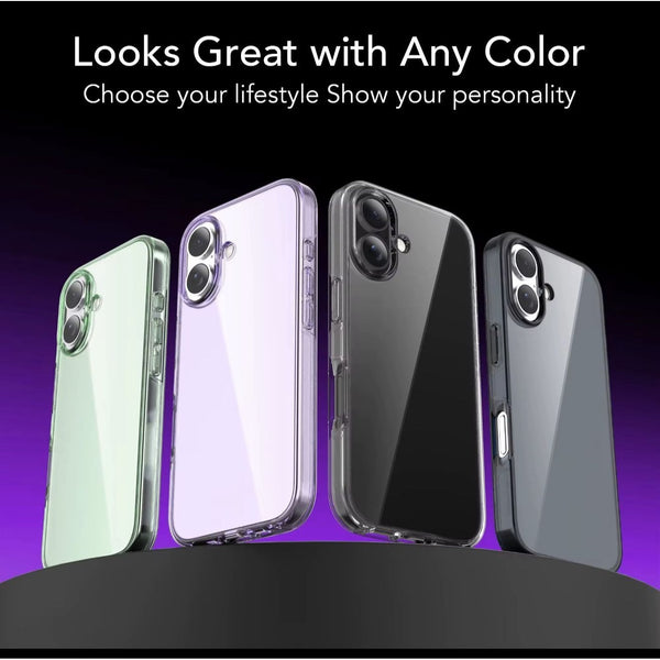 TVELO Clear Phone Case for iPhone 17, iphone 17 air, iphone 17 pro, iphone 17 pro max, Transparent Slim Fit Hard Protective Cover, Shockproof Mobile Case black greay