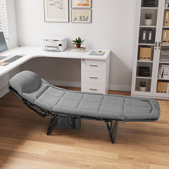 Sun Lounger with Cushion 6-Position Adjustable Folding Sun Lounger Portable 280kg Max. Load Sunloungers with Strap 200x65x32cm Sun Bed for Garden Pools Camping Indoor, Gray