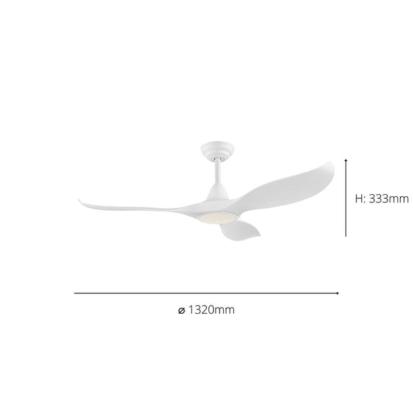 Eglo Cirali 3 Blade Ceiling Fan with DC Motor and LED Light in White