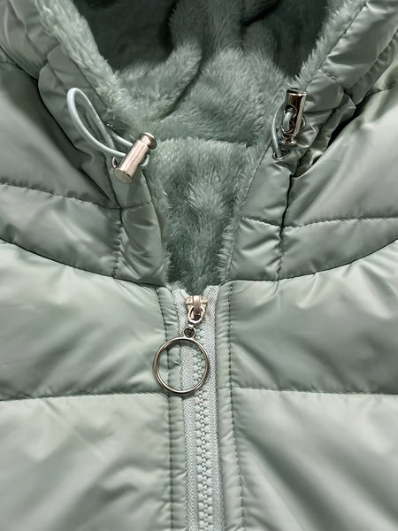 Women'S Winter Casual Mid-Length Fleece-Lined Hooded Jacket - Zippered Pockets, Machine Washable Winter Coat, Full Zip Closure, Regular Fit Sleeves, Fashionable Warm And Cold-Resistant, Comfortable Soft Fabric