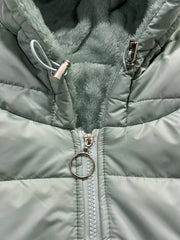 Women'S Winter Casual Mid-Length Fleece-Lined Hooded Jacket - Zippered Pockets, Machine Washable Winter Coat, Full Zip Closure, Regular Fit Sleeves, Fashionable Warm And Cold-Resistant, Comfortable Soft Fabric
