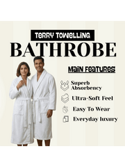 Mens and Ladies Shawl Collar Bathrobe 100% Egyptian Cotton Unisex Shawl Collar Dressing Gown Terry Towelling Bathrobe One Size