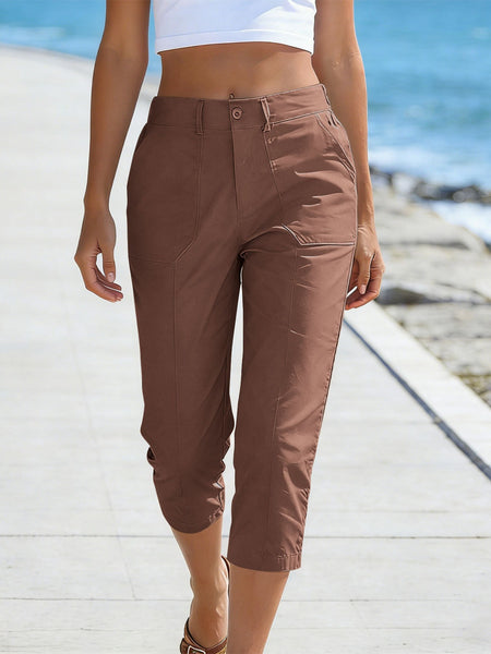 Women'S High-Waisted Straight-Leg Cropped Casual Pants | Side-Pocket Design, Breathable Drape Fabric, Office & Commute Pants | 2026 Summer New Arrival Women'S Casual Pants, Summer Women'S Clothing, Women'S, Affordable