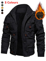 Men'S Thick Mid-Length Jacket with a Hood, Winter Parka for Warmth, Suitable for Outdoor Casual Wear, Featuring a Zip And Multiple Pockets, with a Removable Hat