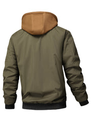 Men'S Plaid Hooded Zip-Up Jacket - Casual Loose Fit, Brown & Black Checkered Pattern, Drawstring Hood, Long Sleeves, Polyester Lining, Perfect for Spring, Fall & Winter, Autumn Winter Jacket | Plaid Pattern Jacket | Zippered Jacket