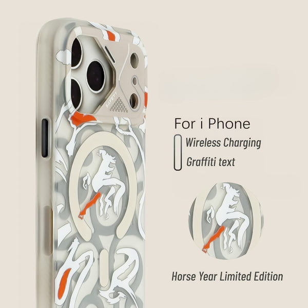 Phone Case: Limited-edition Graffiti Phone Case for The Year of The Horse, Compatible with The iPhone 17 Pro Max, Featuring A Shock-resistant Design, A Stylish Magnetic Attachment and Support for Wireless Charging