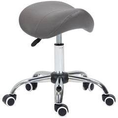 HOMCOM PU Leather Saddle Stool W/ Moulded Padded Seat Adjustable Height Grey