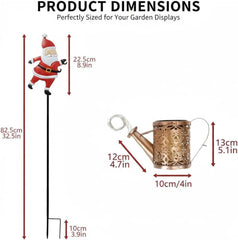 Solar Santa Claus Watering Can Lights, Christmas Santa Solar Kettle Lights, Garden Lawn Decorative LED Light with Cascading Light, Waterproof Decoration for Patio, Pathway (2PCS-B)